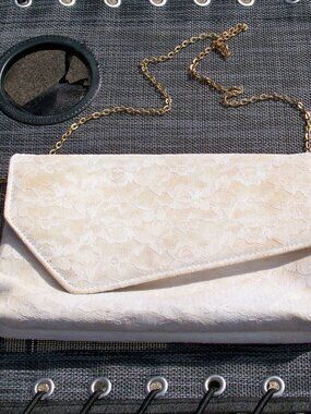 Women's Ivory Lace Clutch Purse, Good Shape